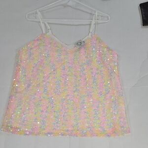 Pastel Sequin Camisole Top